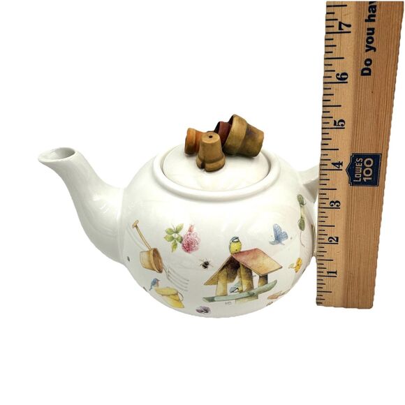 Marjolein Bastin Hallmark Teapot Birdhouse Birds Bees Butterfly w Flowerpot Lid - Picture 9 of 10